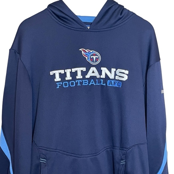 Reebok Tennessee Titans Hoodie Sweatshirt Pullover Embroidered NFL On Field LG - Picture 2 of 11